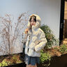 雅鹿短款女士連帽羽絨服2025秋冬新款蓬松保暖時(shí)尚百搭面包服外套 米色 M 建議90-110斤 曬單實(shí)拍圖