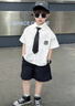 G.DUCKKIDS小黃鴨男童套裝夏季學(xué)院風(fēng)兒童西裝演出服男孩白襯衫黑褲子兩件套 白色襯衫+黑色褲子+領(lǐng)帶 120 建議5~6歲【110-120cm】cm 曬單實(shí)拍圖