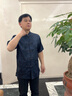 皮爾卡丹（pierre cardin）高端桑蠶絲男士立領(lǐng)短袖襯衫中國風夏季爸爸裝父親節(jié)婚宴禮服套裝 5106 藍色套裝【上衣+長褲】 XL 180 【適合140-155斤】 曬單實拍圖