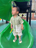 G.DUCKKIDS小黃鴨童裝寶寶套裝夏季薄款兒童漢服男孩子周歲禮服嬰兒衣服夏裝 綠色 100 尺碼2~3歲【90-100cm】cm 曬單實(shí)拍圖