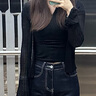 UR2025春季新款女裝休閑氣質(zhì)V領(lǐng)系帶針織開衫UWG950115 曬單實拍圖