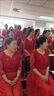 大合唱演出服女長裙中老年合唱團(tuán)服裝大學(xué)生舞臺服主持人合唱禮服 紅色蕾絲長裙 2XL 曬單實(shí)拍圖