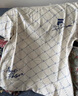 FILA FUSION斐樂潮牌情侶款針織短袖衫夏季時(shí)尚寬松純棉T恤 麥乳色-BG S 165/88A 曬單實(shí)拍圖