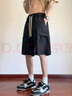 Wassup Sohot短褲男夏季冰絲涼感工裝褲男潮流休閑五分褲 黑色 2XL 曬單實拍圖