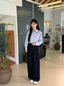 香影藏青色闊腿牛仔褲女2025秋季新款高腰直筒顯瘦天絲棉休閑褲子 藏青 S 155/60A/85-95斤 曬單實拍圖