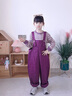 mlgt kids童裝女童秋季背帶褲套裝2025新款兒童條紋兩件套春秋款衣服 紫色 正碼 勿拍大 120 曬單實(shí)拍圖