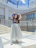 乖奇奇（ALERTCHYCHY）兒童禮服公主裙花童婚紗小女孩生日主持人高端女童鋼琴演出服大童 灰色長(zhǎng)款無(wú)袖01-C2 130cm(130cm) 曬單實(shí)拍圖