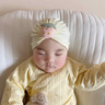 MINI TUTUYA嬰兒帽子夏季薄款0-3-6個(gè)月女寶寶帽小月齡公主囟門(mén)帽新生兒胎帽 小草莓-奶黃色 小碼:（34-40cm），建議0-3月 曬單實(shí)拍圖