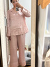 金三塔22姆米重磅真絲睡衣情侶家居服100%桑蠶絲可外穿絲綢睡衣七夕禮物 山嵐色-女士(長袖長褲） L 曬單實(shí)拍圖