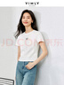 梵希蔓白色正肩短袖T恤女2025年夏修身顯瘦印花短款上衣 米白色  XL 曬單實拍圖