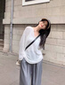 SNYDER WEAR新款套頭針織衫女裝針織衫女韓系簡約外搭薄款罩衫上衣寬松慵懶風(fēng) 黑色 薄款 S 建議(75-90斤) 曬單實(shí)拍圖