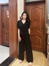 佰藍(lán)嬌連體褲女2025夏季新款女裝時(shí)尚高腰顯瘦闊腿褲垂墜感直筒休閑褲子 黑色 L （建議105-115斤） 曬單實(shí)拍圖