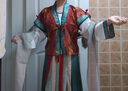 閃動少女（SHANDONGSHAONV）春夏季漢服仙女唐制褙子中國風齊腰八破裙日常顯瘦款小個子 綠外衣+里衣+紅八破裙+披帛 XL 曬單實拍圖
