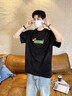BJHG不計(jì)后果臘腸狗貼貼 T恤短袖男2025夏美式?jīng)龈绪淦そq情侶裝上衣女 石墨黑 M 曬單實(shí)拍圖