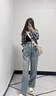 黛芮婷美式直筒牛仔褲女2025春秋新款高腰垂感小個(gè)子寬松復古運動(dòng)闊腿褲復古藍款 常規M 101-115斤 曬單實(shí)拍圖