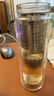 膳魔師（THERMOS）玻璃杯雙層耐高溫泡茶杯茶水分離水杯男女車載水杯團購TCGB 黑色 400ml 曬單實拍圖
