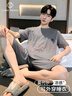 棉十三男夏季薄款短袖涼感【大碼莫代爾睡衣】加肥加大寬松家居服套裝 曬單實拍圖
