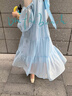 FSHE海邊度假連衣裙女夏季2025新款甜美溫柔風(fēng)法式氣質(zhì)絕美露肩沙灘裙 天藍(lán)色 L 曬單實(shí)拍圖