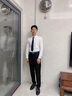羅蒙（ROMON）襯衫男士夏季薄款免燙長袖商務職業(yè)正裝涼感襯衣爸爸裝CS01白41 曬單實拍圖