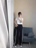 佐敘運(yùn)動(dòng)休閑闊腿褲女2025夏季高腰寬松垂感直筒顯瘦黑白撞色運(yùn)動(dòng)長(zhǎng)褲 黑色 均碼 80-110斤） 曬單實(shí)拍圖