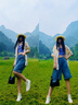 莫代爾米白色五分牛仔褲女夏季2025梨形身材寬松撞色5分中褲卷邊短褲子 米白色 L 建議110-120斤 曬單實拍圖