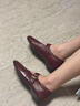 森達瑪麗珍女款2025秋季新款舒適軟面平跟淺口單鞋ZTH09CQ5 酒紅 36 曬單實(shí)拍圖