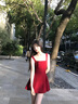 GARNUO紅色吊帶連衣裙女夏季法式純欲小個(gè)子高級感赫本風(fēng)收腰紅裙子短裙 紅色 S 【101-110斤】 曬單實(shí)拍圖