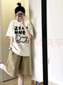 Baldauren大童女裝12到15歲夏季短袖短褲兩件套初中高中學(xué)生女孩運(yùn)動(dòng)裝顯瘦 兔子#白色T恤+卡其色短褲【套裝】 薄款 170 (2XL) 建議135-155斤 曬單實(shí)拍圖
