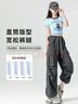 自由系窄版工裝褲女夏季2025新款高腰闊腿束腳抽繩降落傘休閑運動(dòng)褲子 曬單實(shí)拍圖