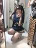 LDBE美式復(fù)古小狗刺繡假兩件短袖t恤女夏季新款學(xué)院風(fēng)polo領(lǐng)拼接上衣 藏青色 L 曬單實(shí)拍圖