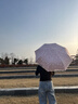WCZ德國刺繡雙層黑膠防曬少女心蕾絲全自動防紫外線晴雨兩用遮陽太陽 藍色玫瑰花-五折款印花蕾絲傘面 傘和提包 曬單實拍圖