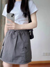 巧丂美式工裝短裙女半身裙小個(gè)子2025新款夏季高腰顯瘦a字遮胯包臀裙 灰色 自帶安全褲 L 建議111-125斤穿 曬單實(shí)拍圖