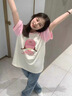 一寸相思純棉粉色t恤女夏季短袖2025新款寬松顯瘦插肩袖休閑百搭半袖上衣 粉杏-戴帽女孩 L 推薦100-110斤 曬單實拍圖