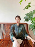 意枕上杭州真絲襯衫女胖媽媽大碼落肩香云紗襯衣女加肥加大蝙蝠袖中老年 綠色 2XL 148斤以下 曬單實(shí)拍圖