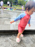 JEEMERY兒童泳衣嬰兒寶寶1-3歲男孩女童幼兒連體長袖帶帽沙灘游泳裝 橙紅2碼+防曬帽 適合80-90cm 曬單實拍圖