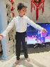 羅蒙兒童襯衫黑褲子男童演出服套裝春夏長(zhǎng)袖白襯衣西褲兩件套 白色150 曬單實(shí)拍圖