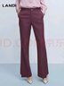 藍地（LANDI）酒紅色高腰微喇叭西裝褲女春季新款修身顯瘦長(cháng)褲 酒紅色 XL 曬單實(shí)拍圖