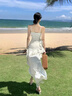 閃動(dòng)少女（SHANDONGSHAONV）美式名媛拖尾裙前短后長(cháng)荷葉邊氣質(zhì)收腰不規則連衣裙 碎花【長(cháng)裙】拖尾裙 S 85-95 曬單實(shí)拍圖