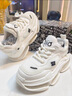 莎萊茜（SALAXI）2025秋冬新款情侶氣墊百搭休閑鞋真皮老爹鞋厚底增高運動(dòng)男女鞋子 白色 40 【男款】 曬單實(shí)拍圖