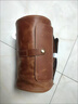 復古瘋馬皮男包潮牛皮機車(chē)包枕頭圓筒包男士真皮休閑單肩包斜挎包 棕色 曬單實(shí)拍圖