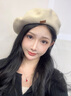 十竹韓版貝雷帽女新款春秋百搭顯臉小帽子羊毛蓓蕾帽保暖畫家帽報童帽 米色【不調(diào)頭型/舒適親膚】 曬單實拍圖