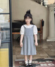 E·LAND KIDS海鹽少衣戀女童連衣裙25年夏季學院風娃娃領百褶 Grey灰色/15 140 cm 曬單實拍圖