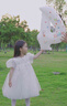 雙魚兔洋氣女寶寶周歲禮服韓版高公主裙嬰幼兒生日婚紗花童禮服蓬蓬裙 白色 80 cm 曬單實拍圖