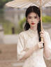 邦帛世新中式改良旗袍女2025夏季國風(fēng)優(yōu)雅氣質(zhì)長款開叉連衣裙日常修身 新中式改良旗袍【花色】 S 碼（適合85斤-110斤） 曬單實拍圖