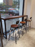 愛(ài)極客窗邊實(shí)木吧臺桌椅組合咖啡廳奶茶店靠墻長(cháng)條桌客廳陽(yáng)臺休閑高腳桌 套裝：120cm桌+2張方吧椅 曬單實(shí)拍圖