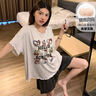 莫代爾睡衣女夏季短袖短褲2025新款可愛(ài)卡通帶胸墊一體家居服套裝 1486蛋糕派對 L 曬單實(shí)拍圖