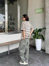FOX.G男士短袖t恤男條紋寬松衣服男裝夏季2025新款男生半袖百搭情侶裝 卡其色圓領(lǐng)細條紋撞色T恤 3XL 【建議150-165斤】 曬單實(shí)拍圖