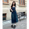 SNYDER WEAR2025夏季新款女裙顯瘦流蘇牛仔背帶裙長(cháng)款連衣裙遮肉寬松女裙夏季 單件背帶裙  M 建議90-105斤 曬單實(shí)拍圖