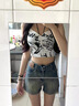 凡小如闊腿牛仔短褲女夏季2025新款高腰顯瘦小個子休閑百搭大碼辣妹熱褲 黃泥色 XL 【建議115-125斤】 曬單實拍圖