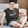 金芝斕莫代爾睡衣男大碼夏季冰絲薄款背心短褲胖子寬松加肥家居服300斤 深灰熊 3XL 【建議180-220斤】 曬單實(shí)拍圖
